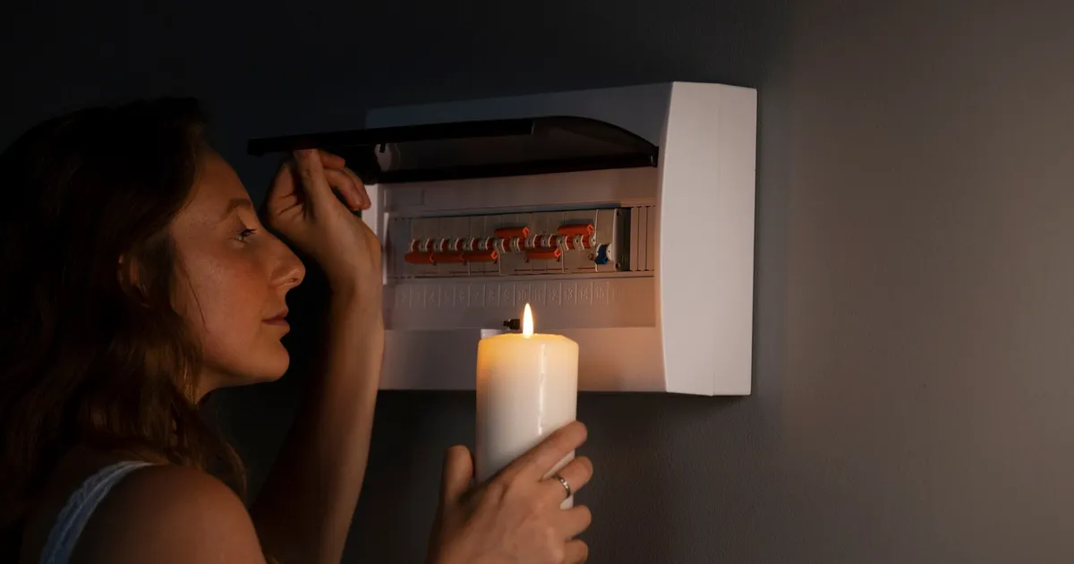 Mujer comprobando el panel eléctrico de su hogar durante una crisis energética en España