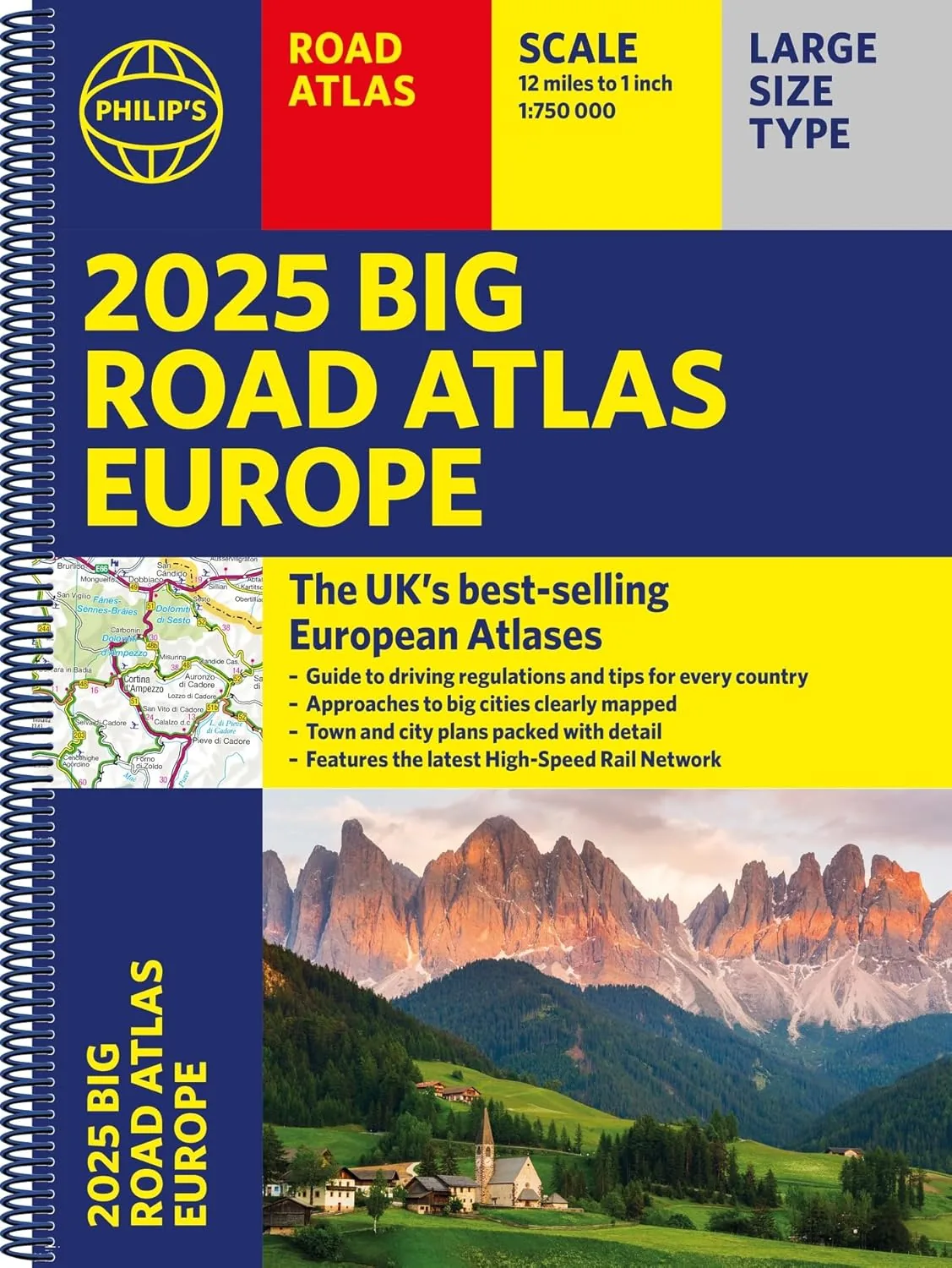 Philip's Big Road Atlas Europa 2025 A3 Espiral