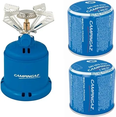 Campingaz Camping 206 S 1,2 kW Fogareiro a gás para campismo com 2 cartuchos de gás de 190g