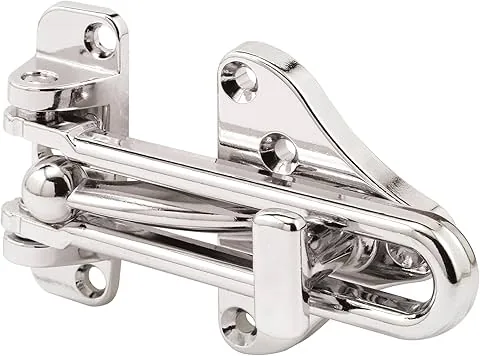 Defender Security U 11318 Protetor de porta de barra oscilante com fechadura auxiliar de alta segurança, acabamento cromado, pacote de 1, 1 pack