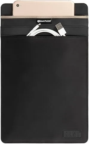 SLNT Bolsa Capa para Tablet Faraday com Silent Pocket - Pele ou nylon impermeável - Dispositivo de bloqueio de sinais para iPad, Galaxy Tab, a maioria dos tablets para viagens, privacidade