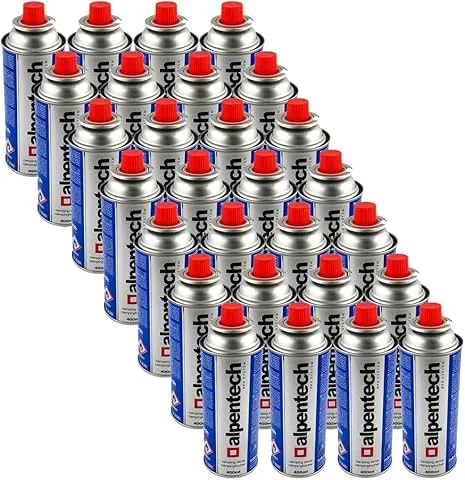 Alpentech – Pack de 28 cartuchos de gás 250 g butano Garrafa de gás UN2037 para fogareiros e roçadoras térmicas