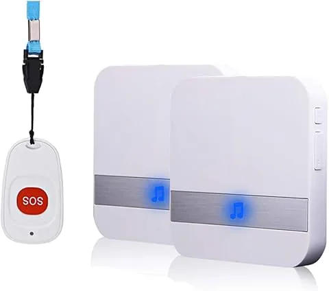 Alarme Móvel Sem Fios Para Casa Com Botão De Emergência, Versão Plug-in, Alarme De Pânico, Alarme Sem Fios Para Pessoas Idosas (1 a 2 Branco)