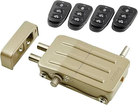 ARREGUI CI10D Fechadura de Segurança Invisível para Porta com 4 comandos à distância | Antirroubo | Anti Ocupas | Fechadura Eletrónica para Porta | Fechadura Sem Fios | Trinco Interior | dourado