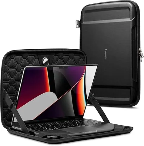 Spigen Bolsa Capa Rugged Armor Pro Protetora para portátil Compatível com Macbook Pro 16 polegadas (2026-2021) / MacBook Air 15 polegadas (2026-2023) / Galaxy Book Pro 15.6" / LG gram 360 16" - Preto