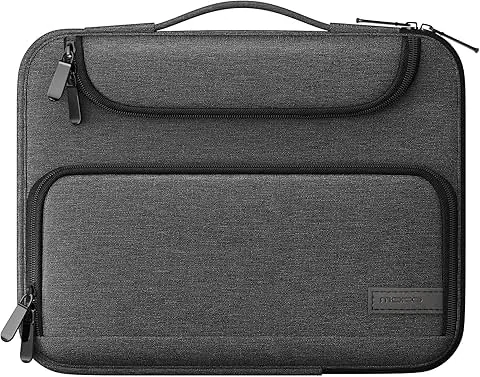 MoKo Bolsa de Tablet de 9-11" com Pega e Multibolsos Compatível com Galaxy Tab S9 11" 2023,iPad Pro 11 M2 2022-2018,iPad 10 10,9" 2022,iPad Air 5 10,9" 2022,iPad 9/8/7 10,2",Tab S8 11",Preto+Cinza