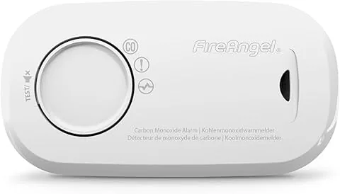 FireAngel Detetor de Monóxido de Carbono com Sensor – Alarme de CO Portátil para Lar e Férias - Monitoriza Monóxido de Carbono - FA3313, Branco