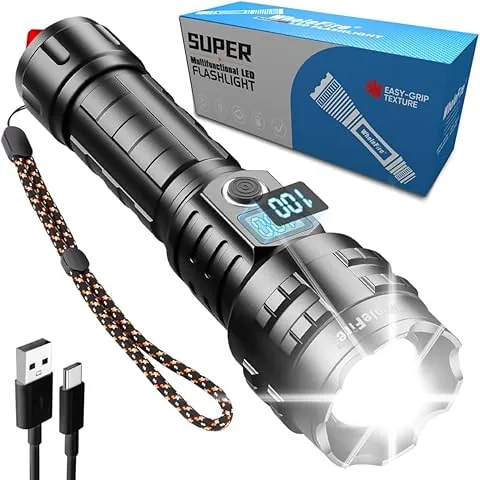 Lanternas LED Alta Potência Recarregável, Lanterna LED Recarregável USB, XHP70.2 20000 Lumens Super Potente Lanterna a Pilhas