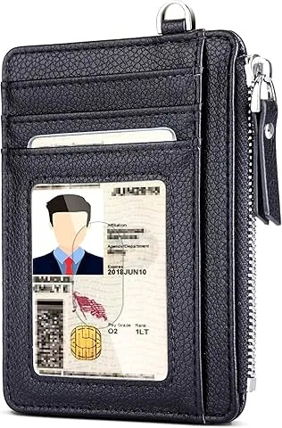 Carteiras para Homem, Porta-cartões, Carteiras para Homem Pequenas, Proteção RFID, Design Minimalista, com Fecho, Capacidade para 8 Cartões, Preto