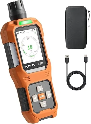 TOPTES CT-580 Detetor de monóxido de Carbono, Detetor de CO Recarregável com alarmes por vibração, visuais e sonoros, Alarme CO portátil, 0-1000PPM para o lar, Carro, Campismo e Viagens