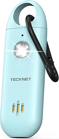 TECKNET Alarme Pessoal para Mulher, Alarme de Bolso com Sirene de 130 dB e luz de Sinalização LED, Autodefesa Recarregável por USB Tipo C, Alarme Pessoal para Crianças, Idosos