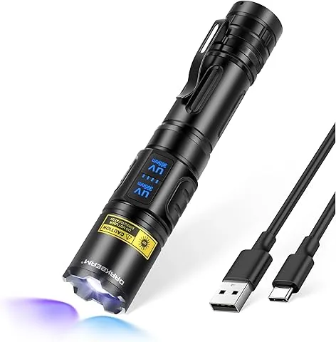 DARKBEAM Lanterna UV 365nm & 395nm Luz Negra Dupla, Potente Lanternas LED Ultravioleta Lâmpada de Wood Foco Ajustável Recarregável USB Detetor de Urina de Animais, para vidro de urânio, Âmbar, Resina