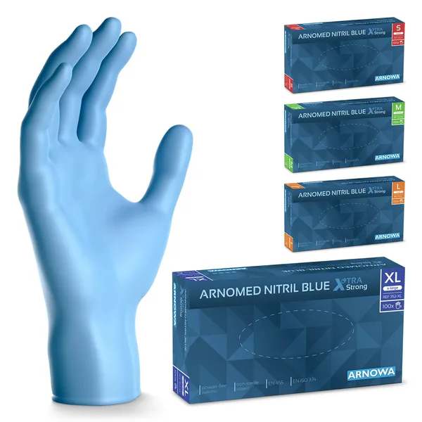 ARNOMED Luvas nitrilo extra fortes 50% mais grossas tamanho XL pack 100