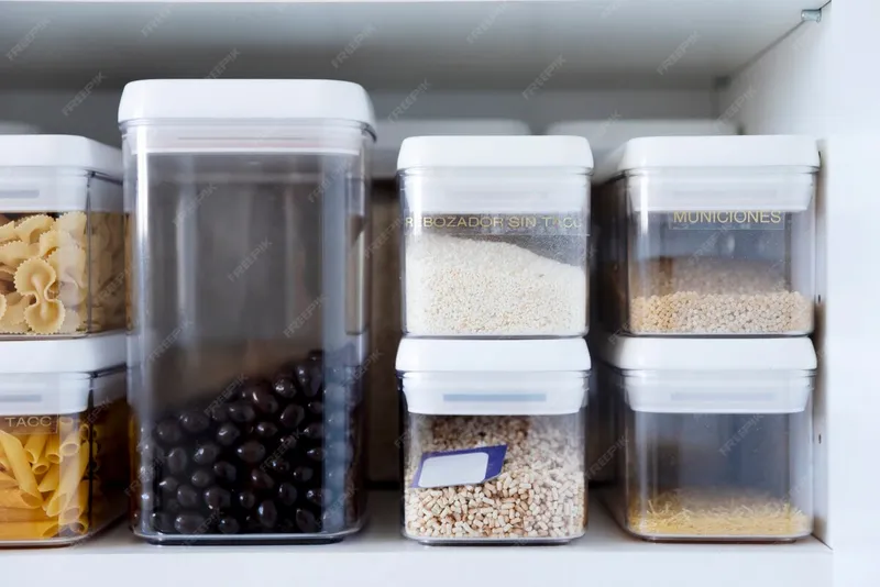 Cajas de almacenamiento organizadas con suministros para kit de emergencia en casa